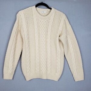 Simple Retro Women's Size S Cable Knot Pullover Sweater‎ Cream Relaxed Coquette